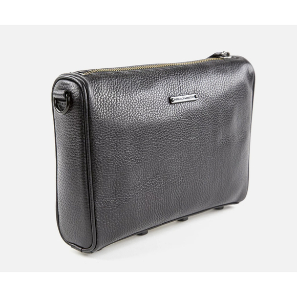 Rebecca Minkoff Black Leather Shellac Mini 5 Zip Handbag - Picture 2 of 3